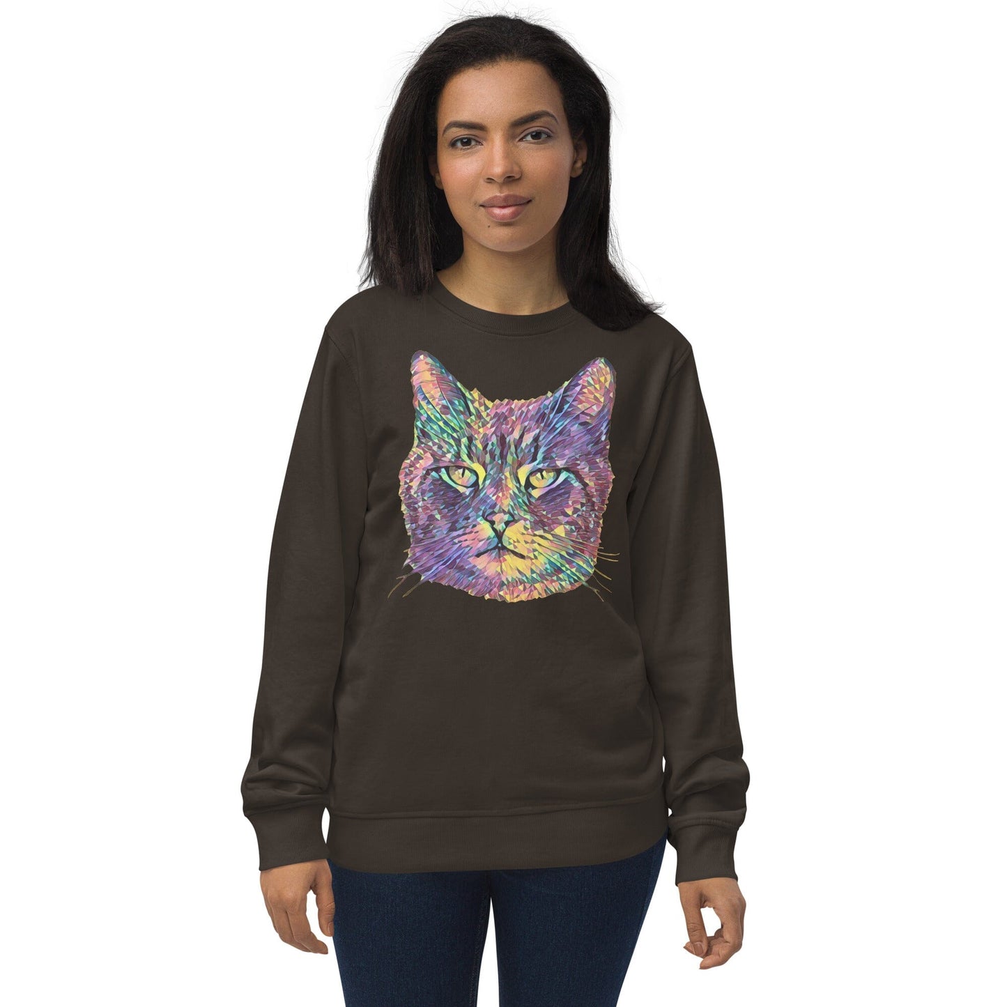 Cat Unisex Organic Sweatshirt JoyousJoyfulJoyness Deep Charcoal Grey S 