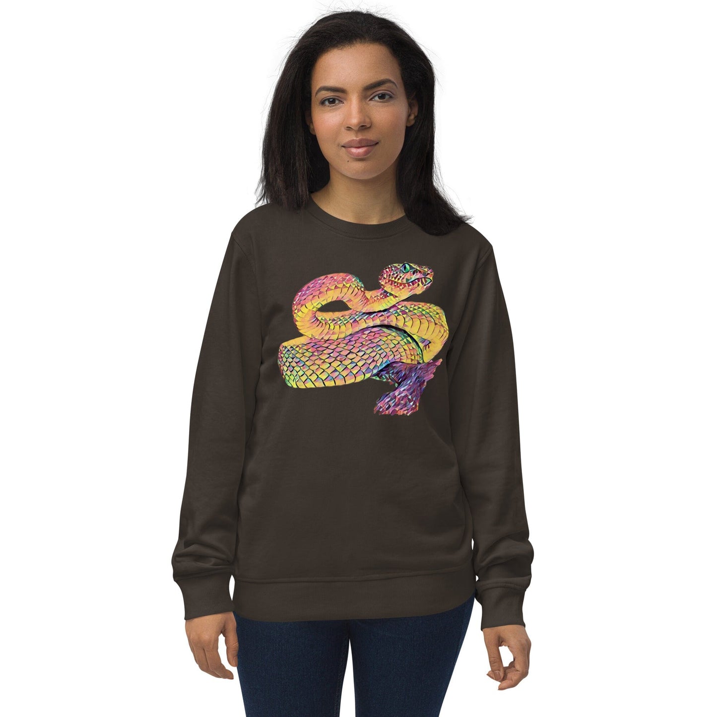 Snake Unisex Organic Sweatshirt JoyousJoyfulJoyness Deep Charcoal Grey XXL 