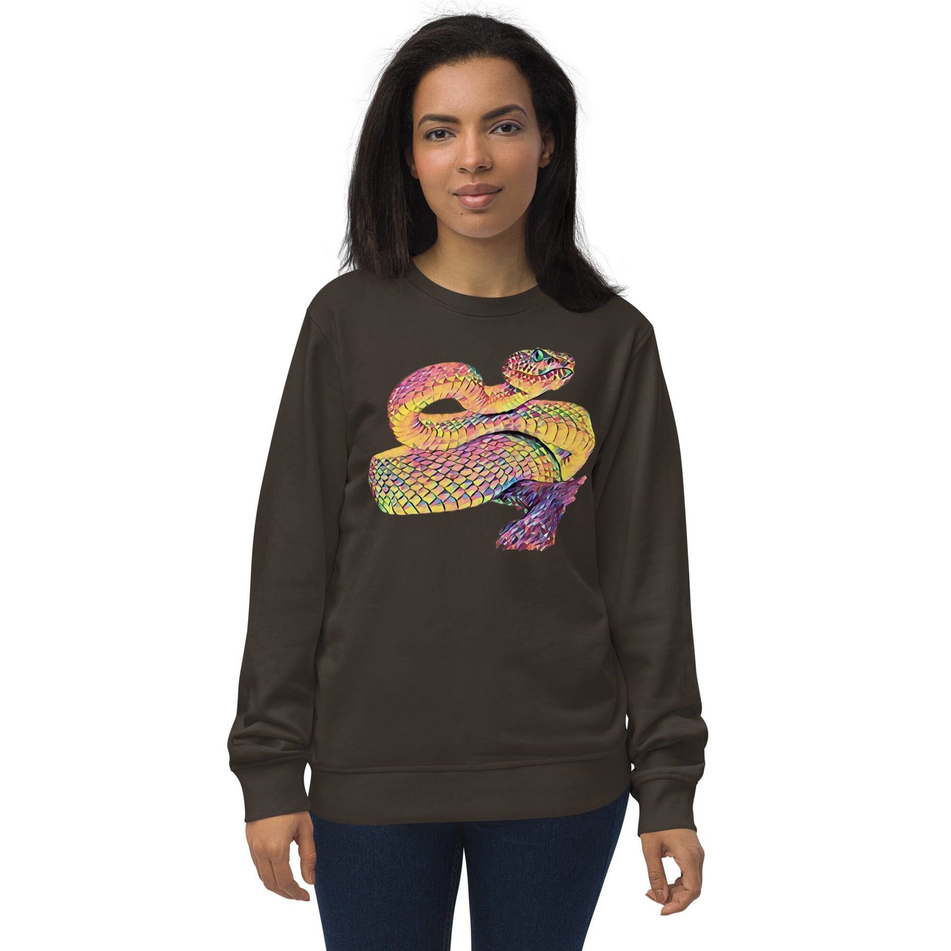 Snake Unisex Organic Sweatshirt JoyousJoyfulJoyness Deep Charcoal Grey XXL 