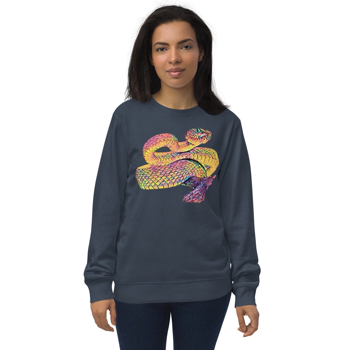 Snake Unisex Organic Sweatshirt JoyousJoyfulJoyness French Navy S 