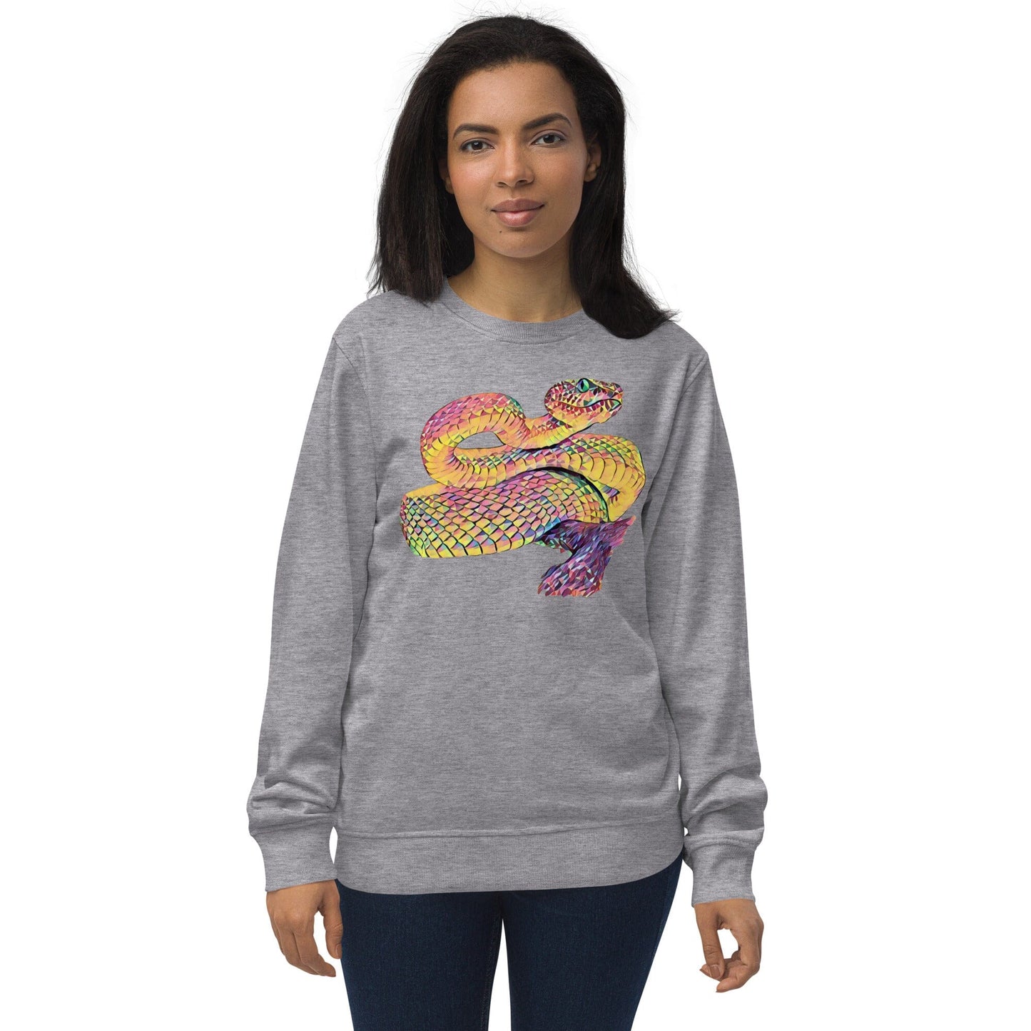Snake Unisex Organic Sweatshirt JoyousJoyfulJoyness Grey Melange XXL 
