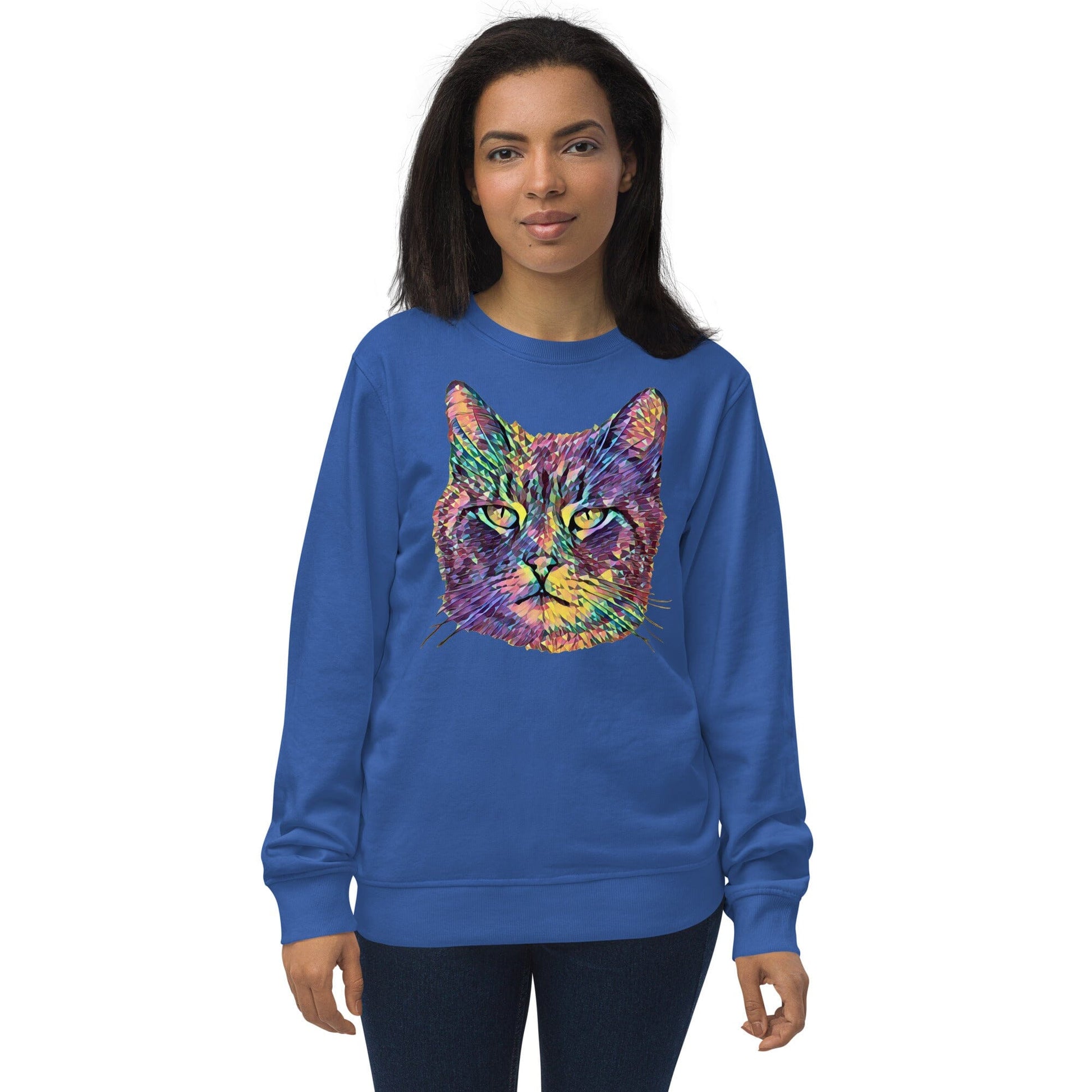 Cat Unisex Organic Sweatshirt JoyousJoyfulJoyness Royal Blue S 