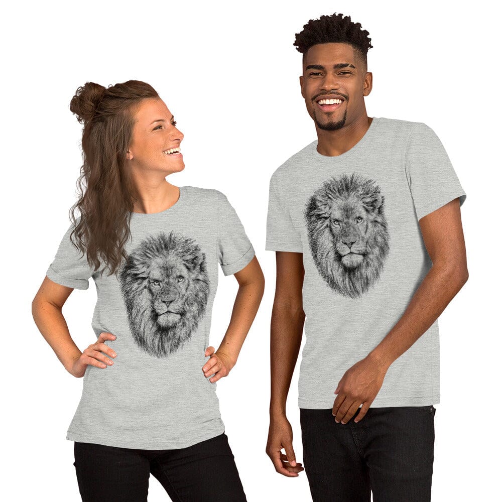 Lion Unisex T-Shirt JoyousJoyfulJoyness Athletic Heather S 