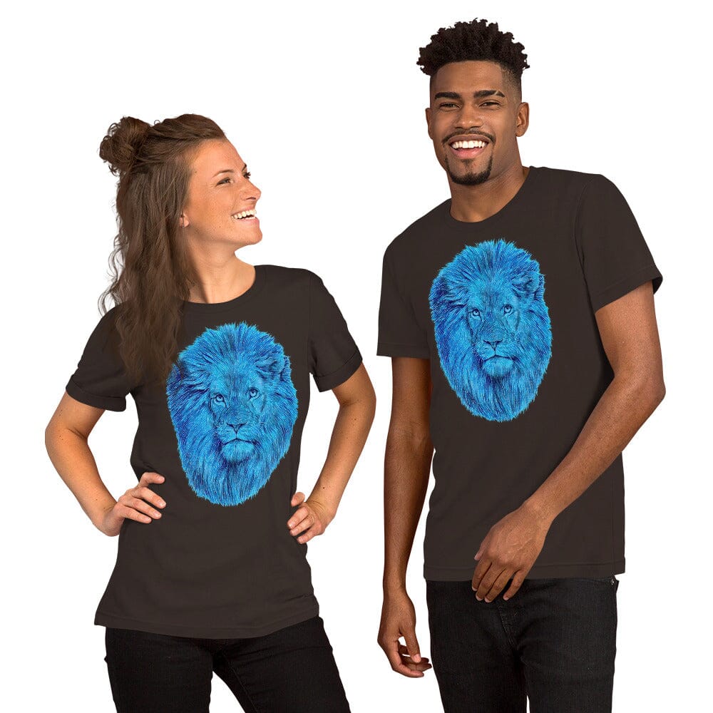 Lion Unisex T-Shirt (Crystal) JoyousJoyfulJoyness Brown S 