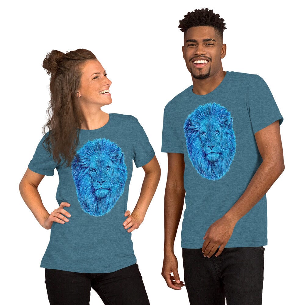 Lion Unisex T-Shirt (Crystal) JoyousJoyfulJoyness Heather Deep Teal S 