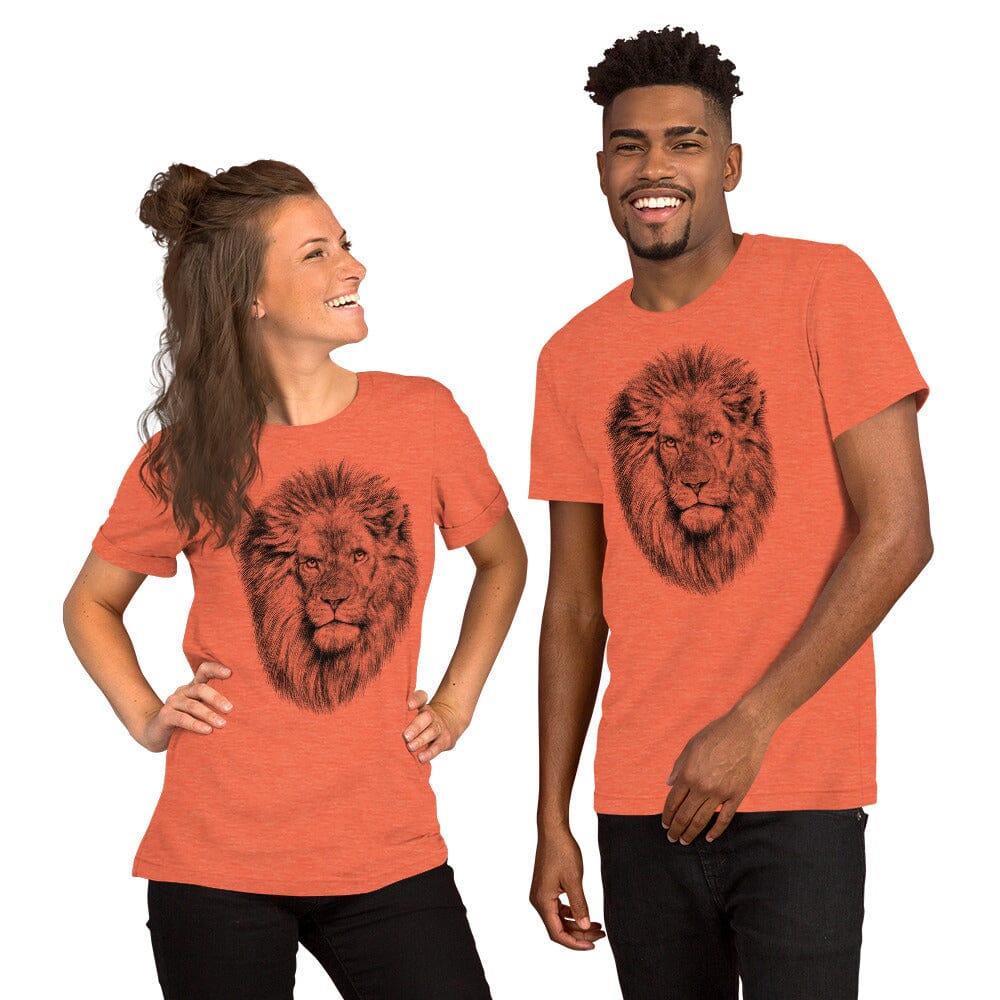 Lion Unisex T-Shirt JoyousJoyfulJoyness Heather Orange S 