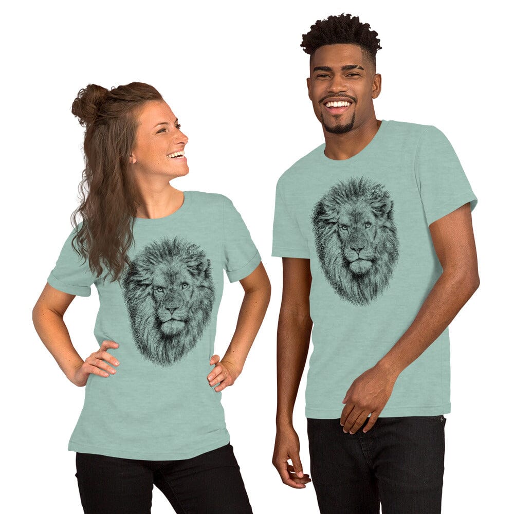 Lion Unisex T-Shirt JoyousJoyfulJoyness Heather Prism Dusty Blue S 