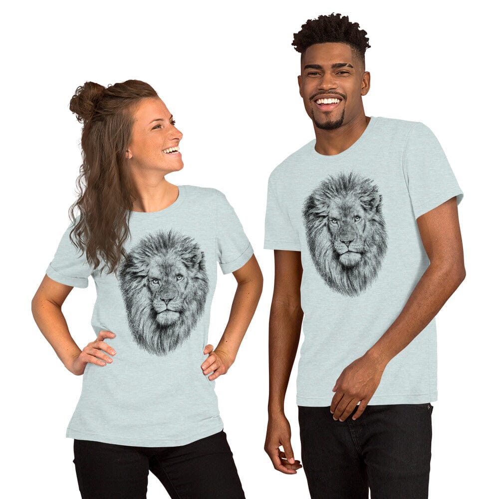 Lion Unisex T-Shirt JoyousJoyfulJoyness Heather Prism Ice Blue S 