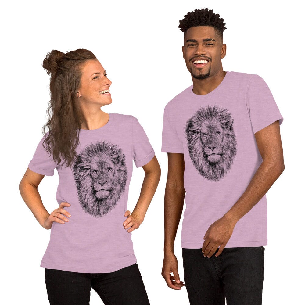 Lion Unisex T-Shirt JoyousJoyfulJoyness Heather Prism Lilac S 