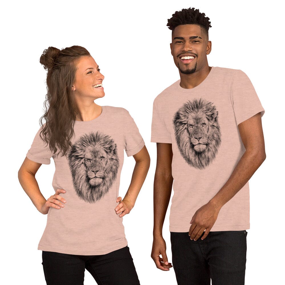 Lion Unisex T-Shirt JoyousJoyfulJoyness Heather Prism Peach S 