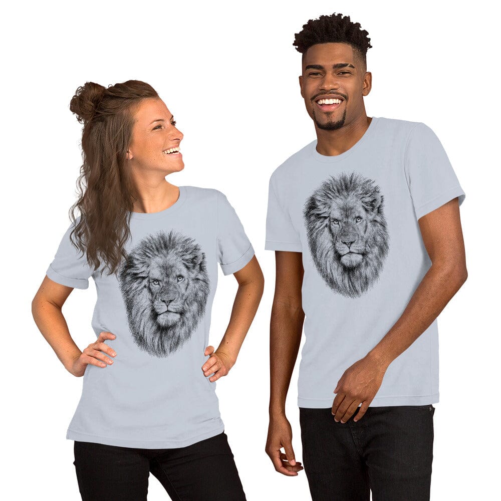 Lion Unisex T-Shirt JoyousJoyfulJoyness Light Blue S 