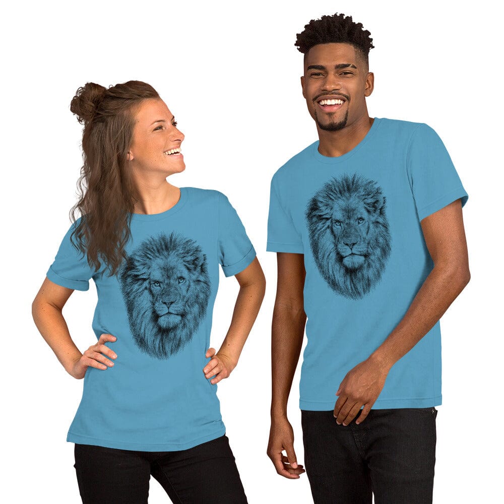 Lion Unisex T-Shirt JoyousJoyfulJoyness Ocean Blue S 