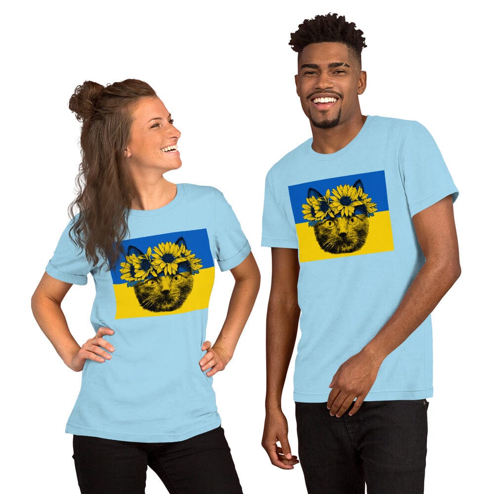 Cat of Ukraine T-Shirt JoyousJoyfulJoyness Ocean Blue S 