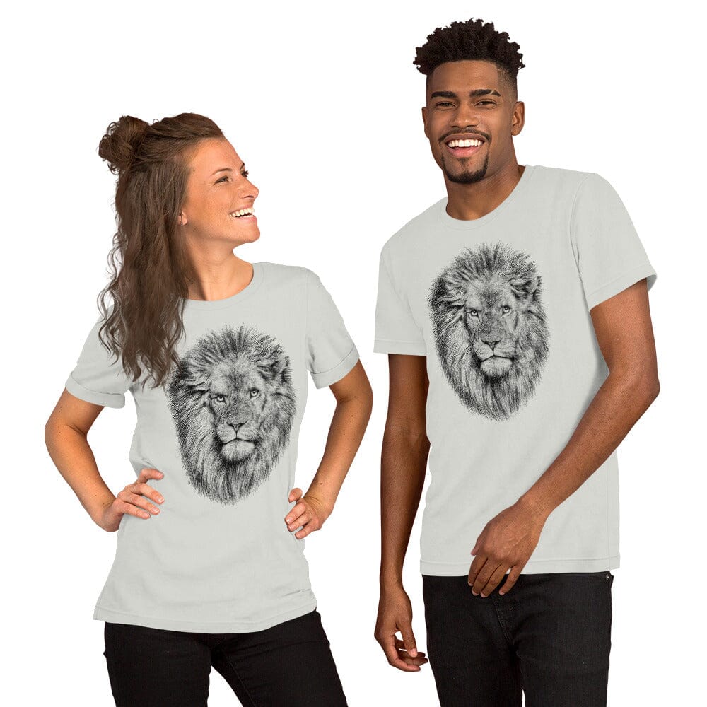 Lion Unisex T-Shirt JoyousJoyfulJoyness Silver S 