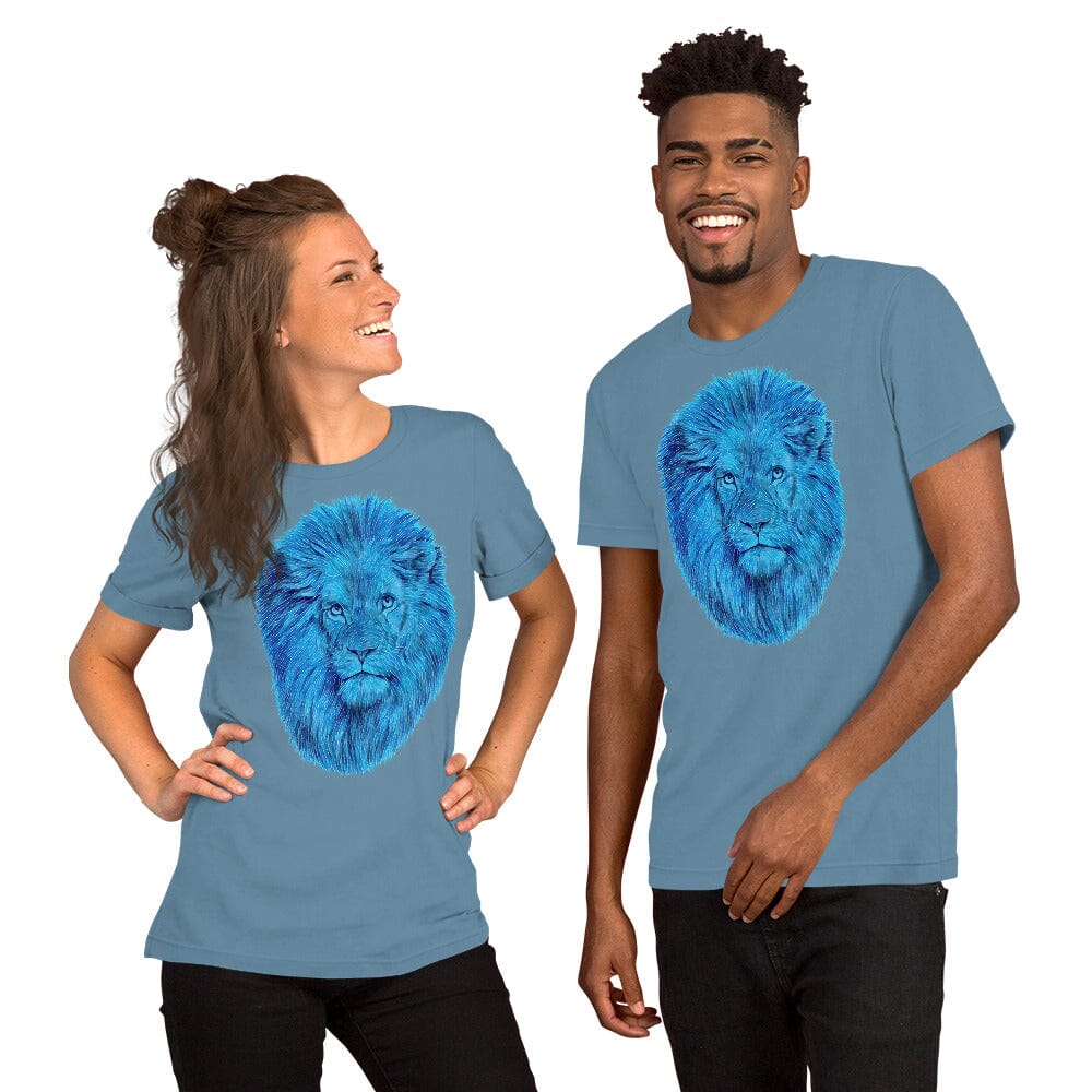 Lion Unisex T-Shirt (Crystal) JoyousJoyfulJoyness Steel Blue S 