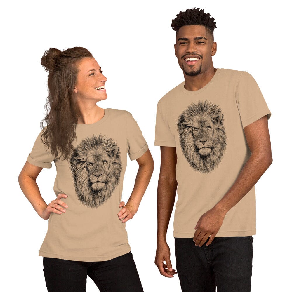 Lion Unisex T-Shirt JoyousJoyfulJoyness Tan S 