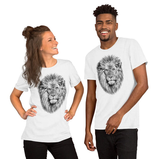 Lion Unisex T-Shirt JoyousJoyfulJoyness White S 