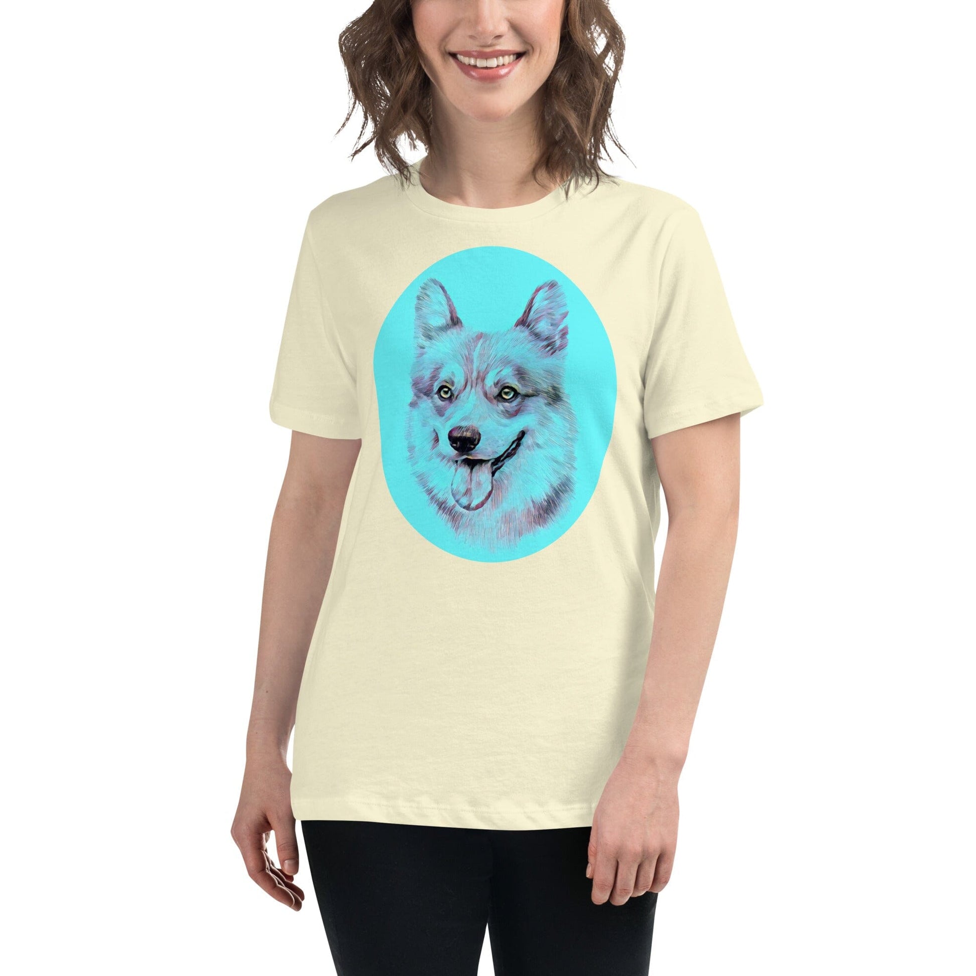 Corgi Women's Relaxed T-Shirt JoyousJoyfulJoyness Citron S 