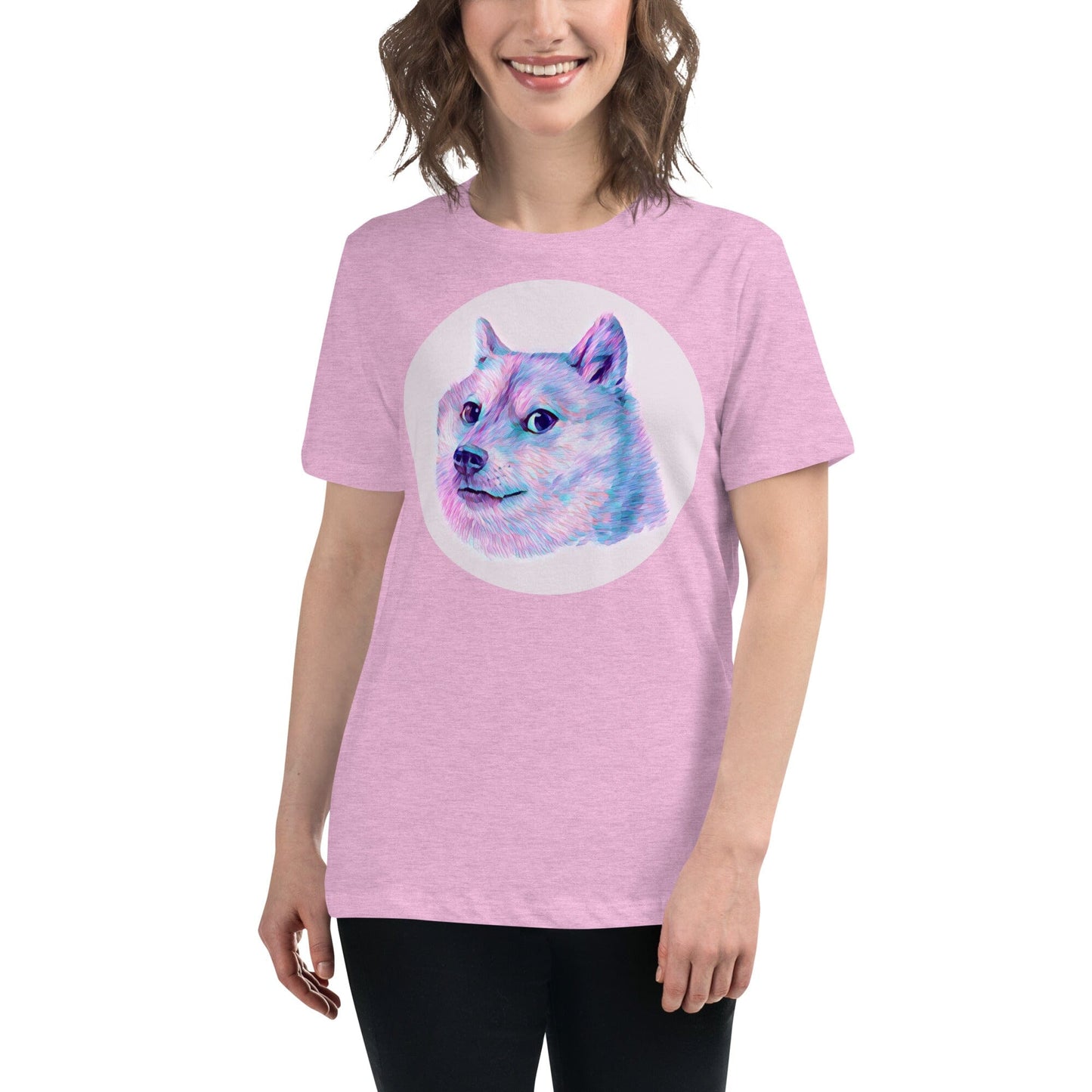 Doge Women's Relaxed T-Shirt JoyousJoyfulJoyness Heather Prism Lilac S 