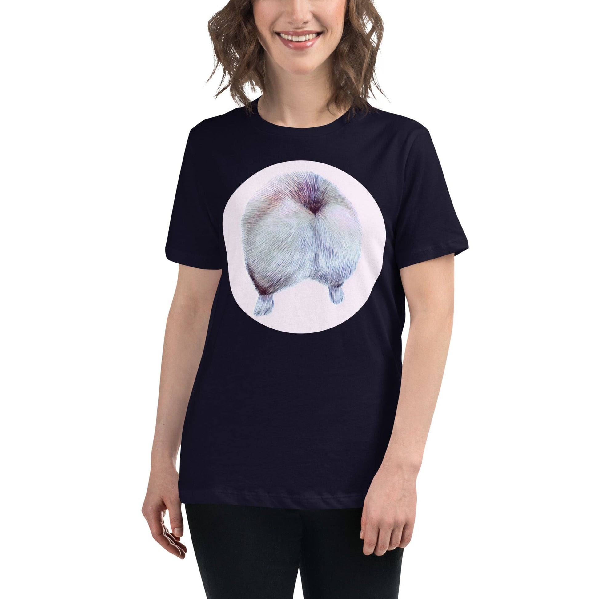 Corgi Butt Women's Relaxed T-Shirt JoyousJoyfulJoyness Navy S 
